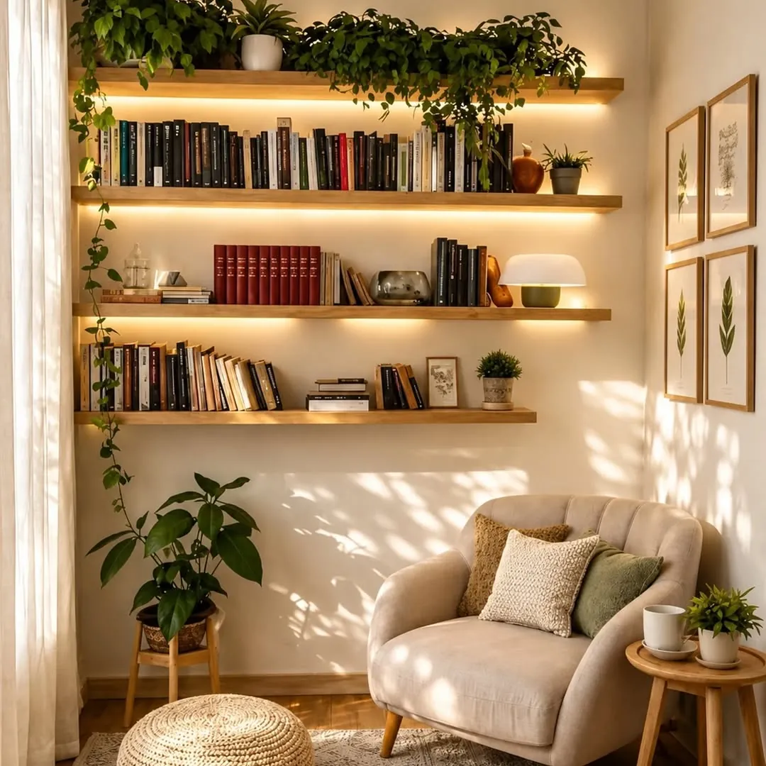 Custom Wooden Corner Shelves