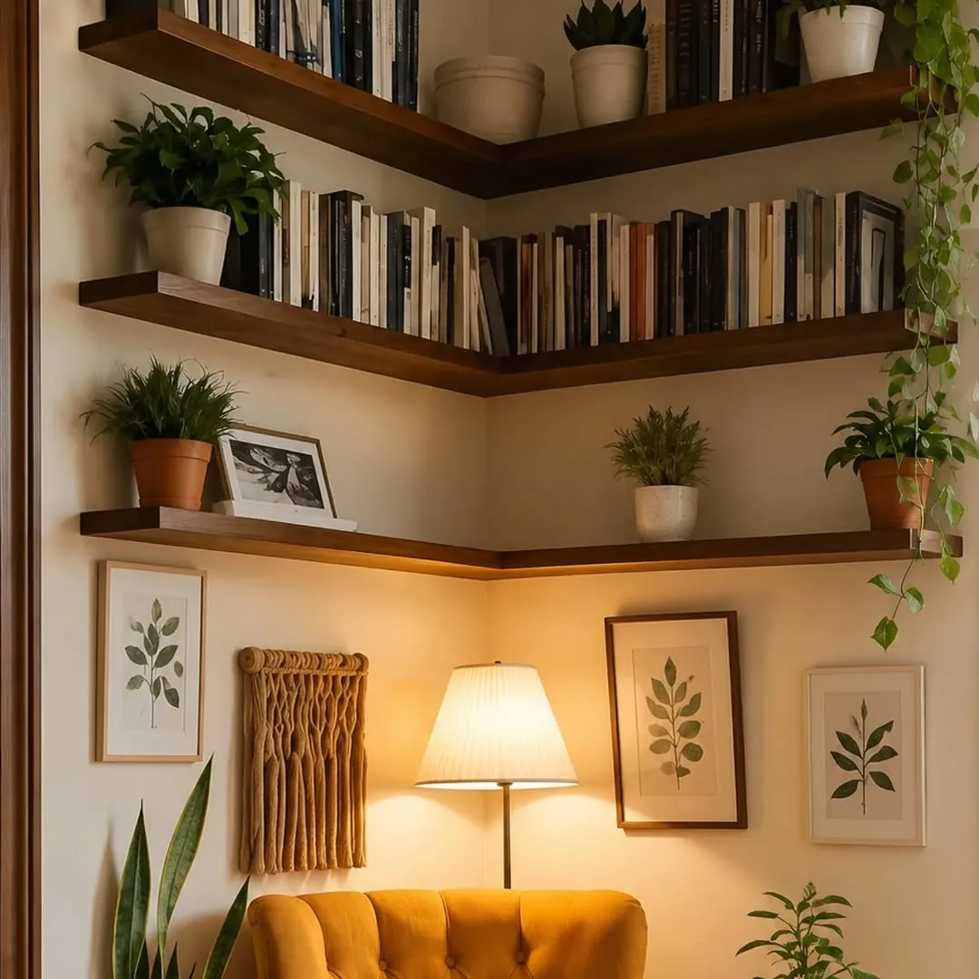 Custom Wooden Corner Shelves