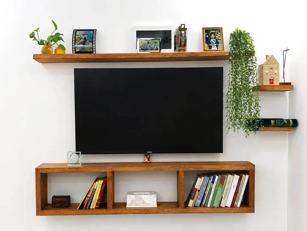 Custom Natural Wood Pipe Wall Shelves