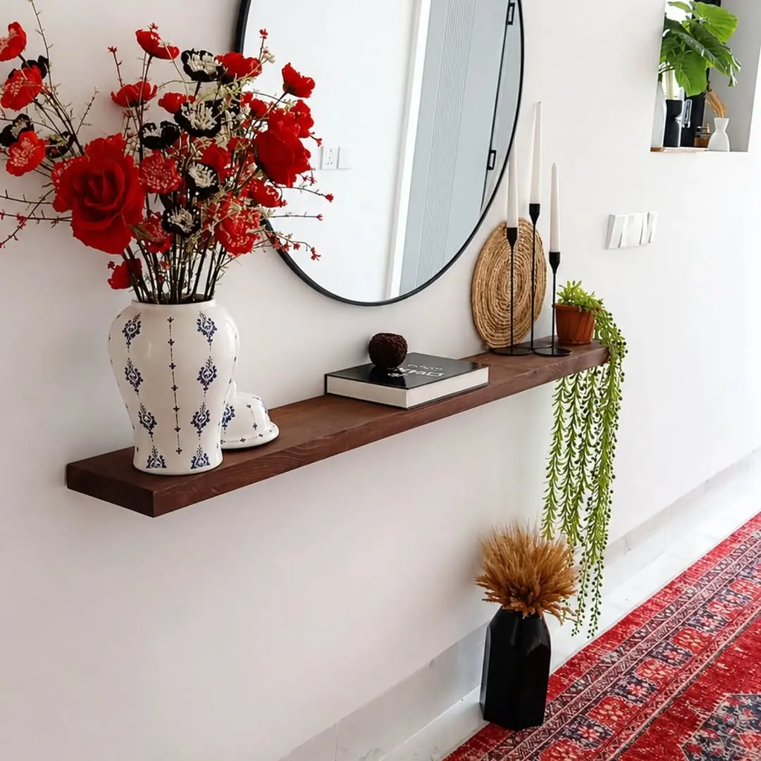 Natural Wood Floating Wall Shelf