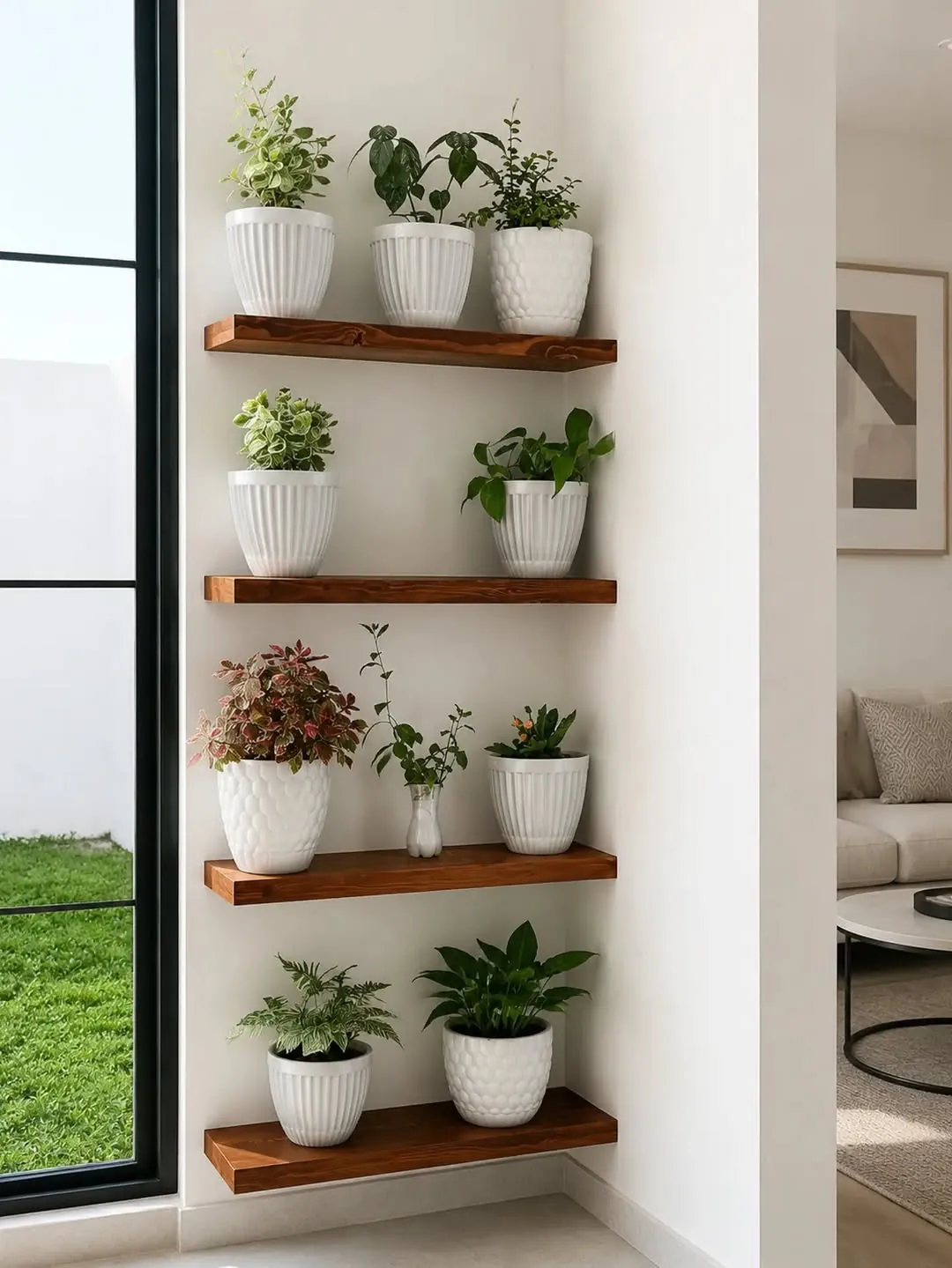 Custom Natural Wood Decorative Wall Shelves