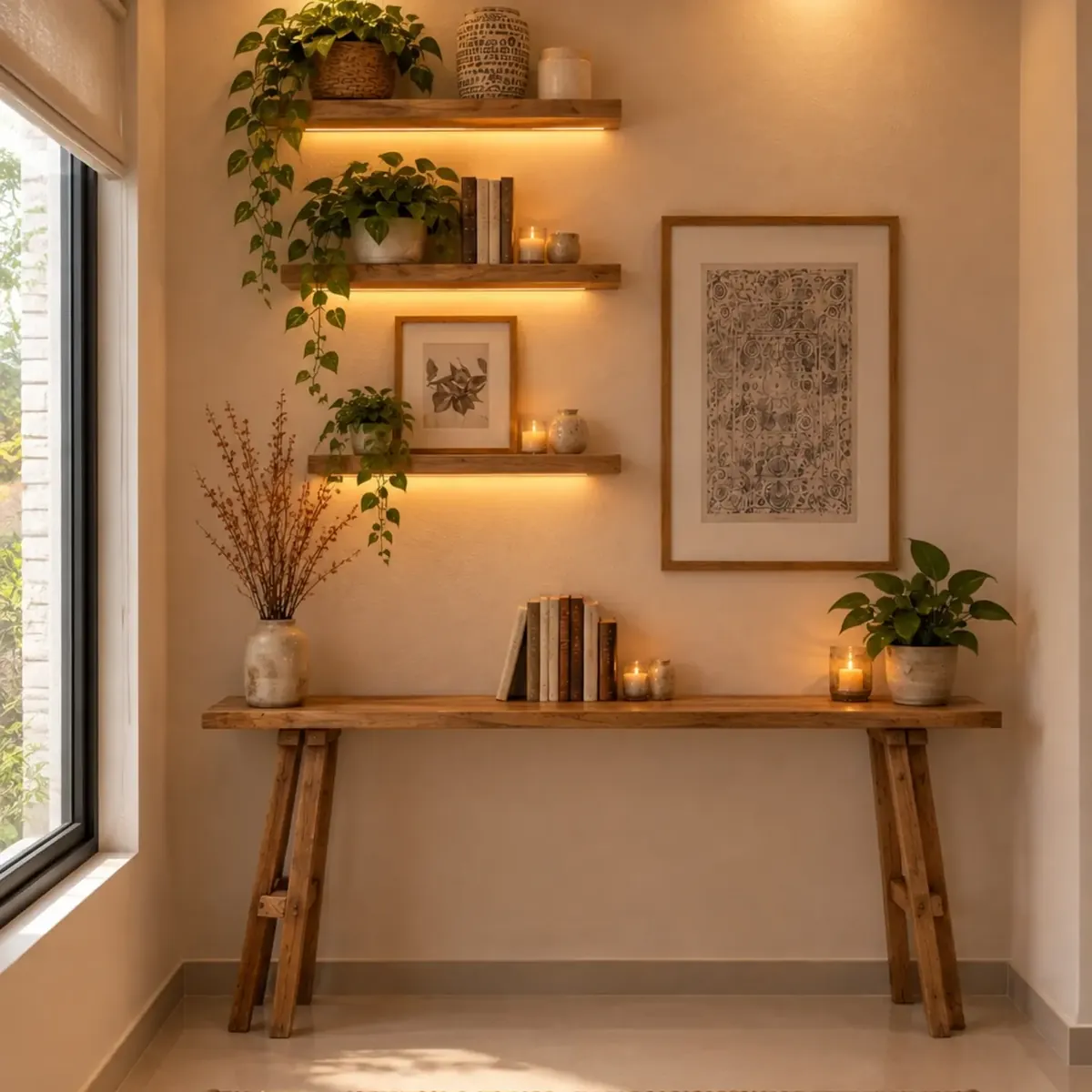 Natural Wood Decorative Shelves