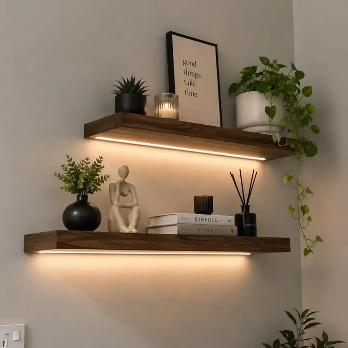 Natural Wood Decorative Wall Shelves