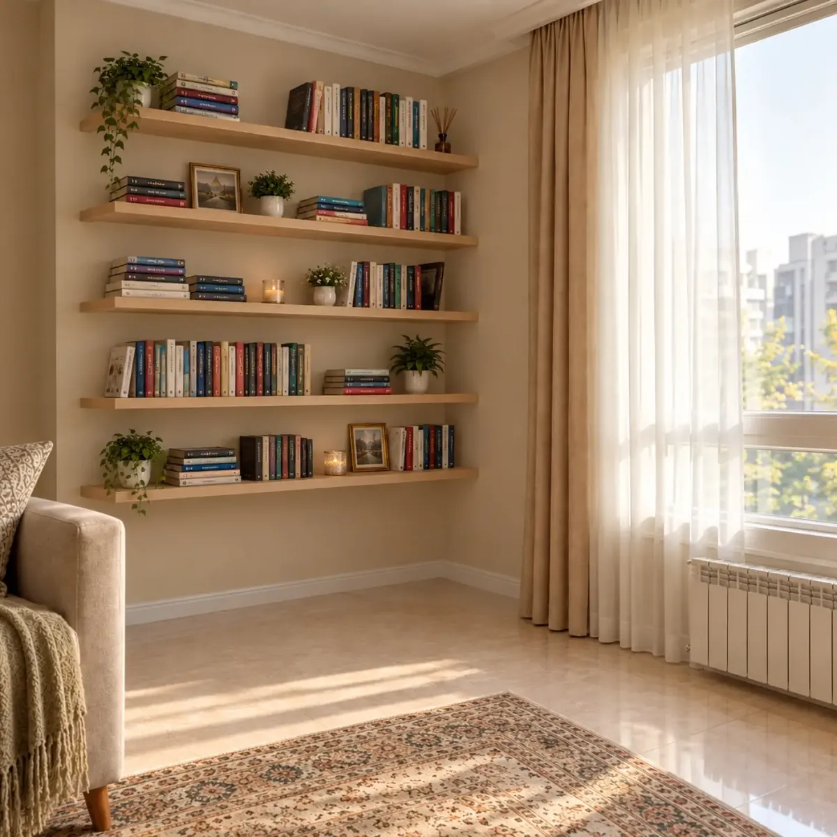 Natural Wood Decorative Wall Shelves