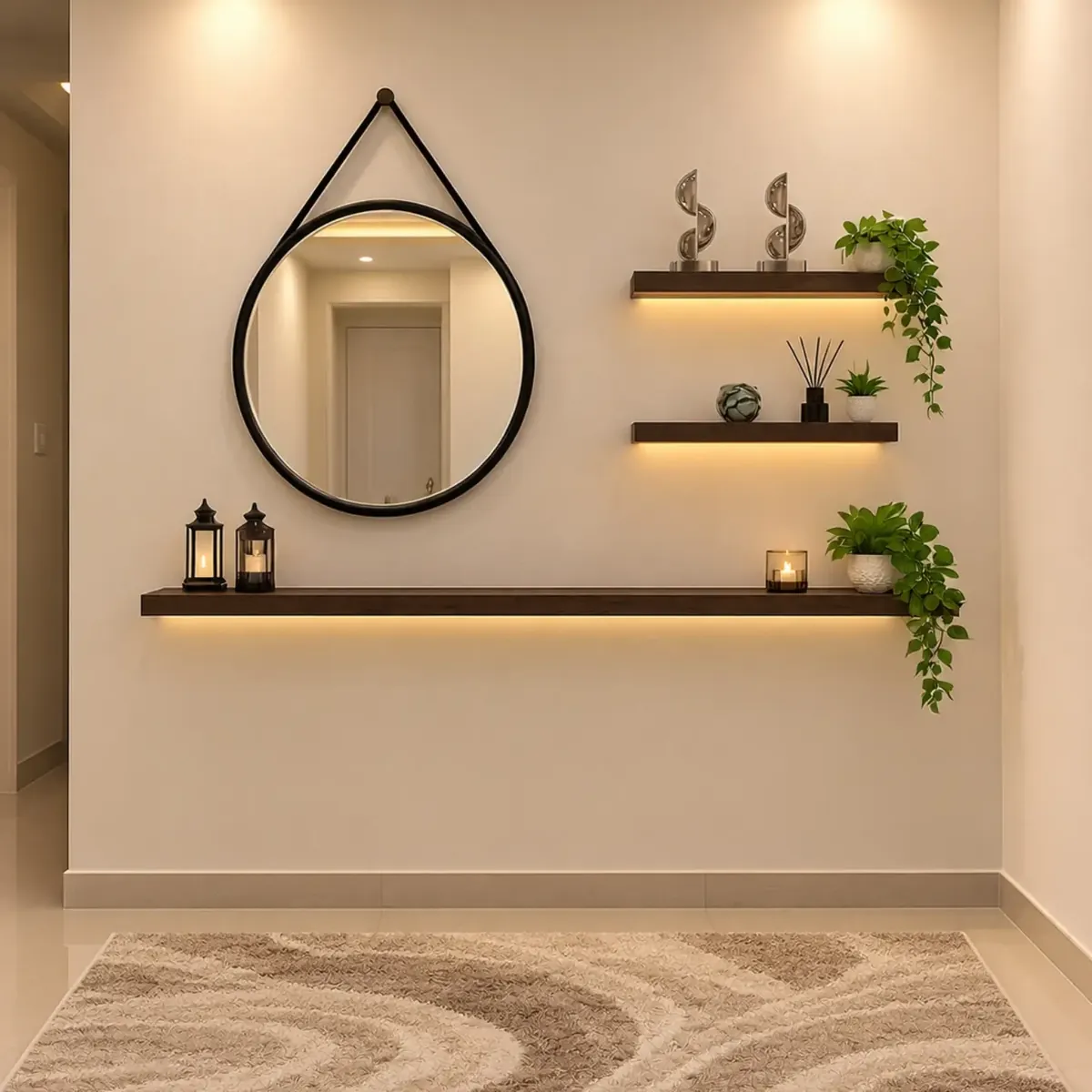 Natural Wood Decorative Wall Shelf