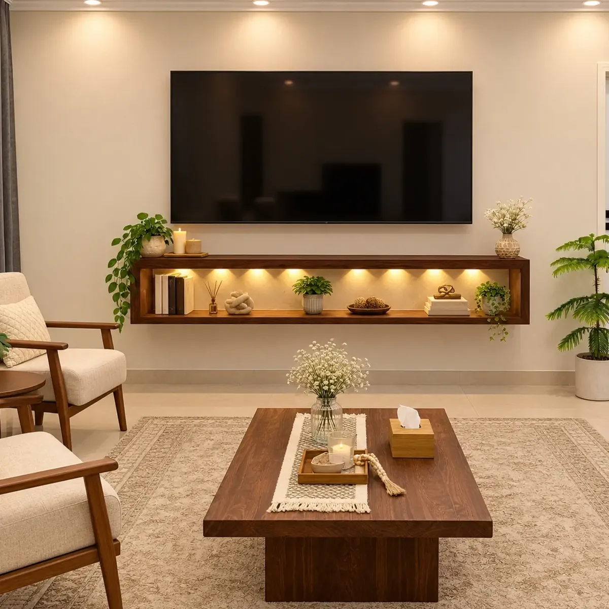 Natural Wood Decorative Shelf