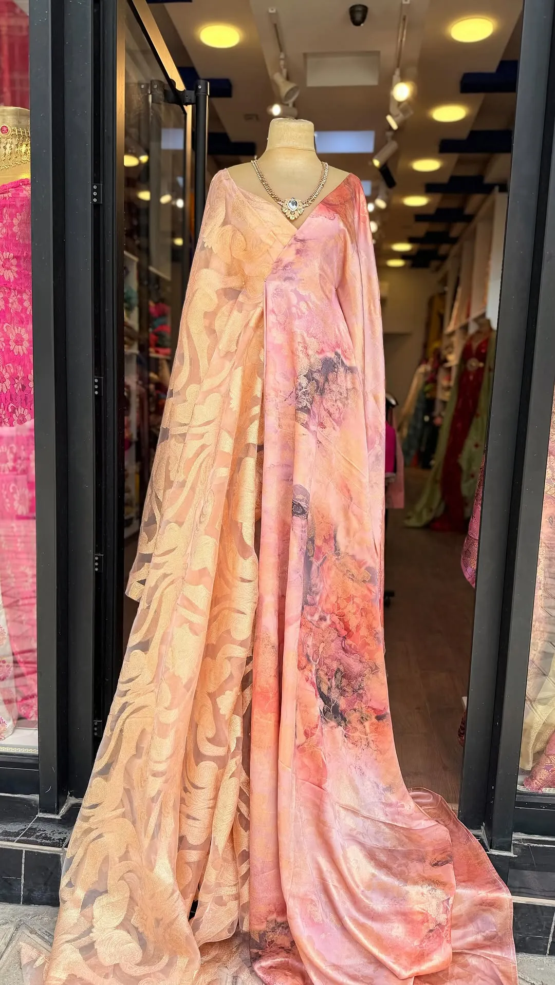 Pink Floral Evening Gown