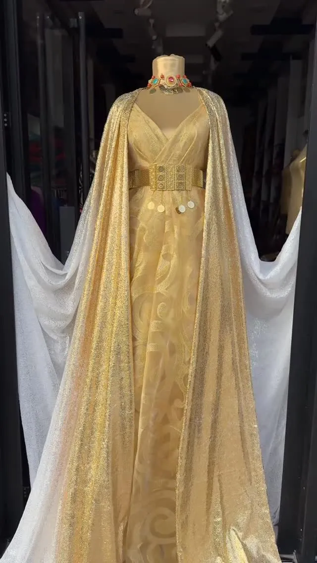 Gold Formal Gown with Cape