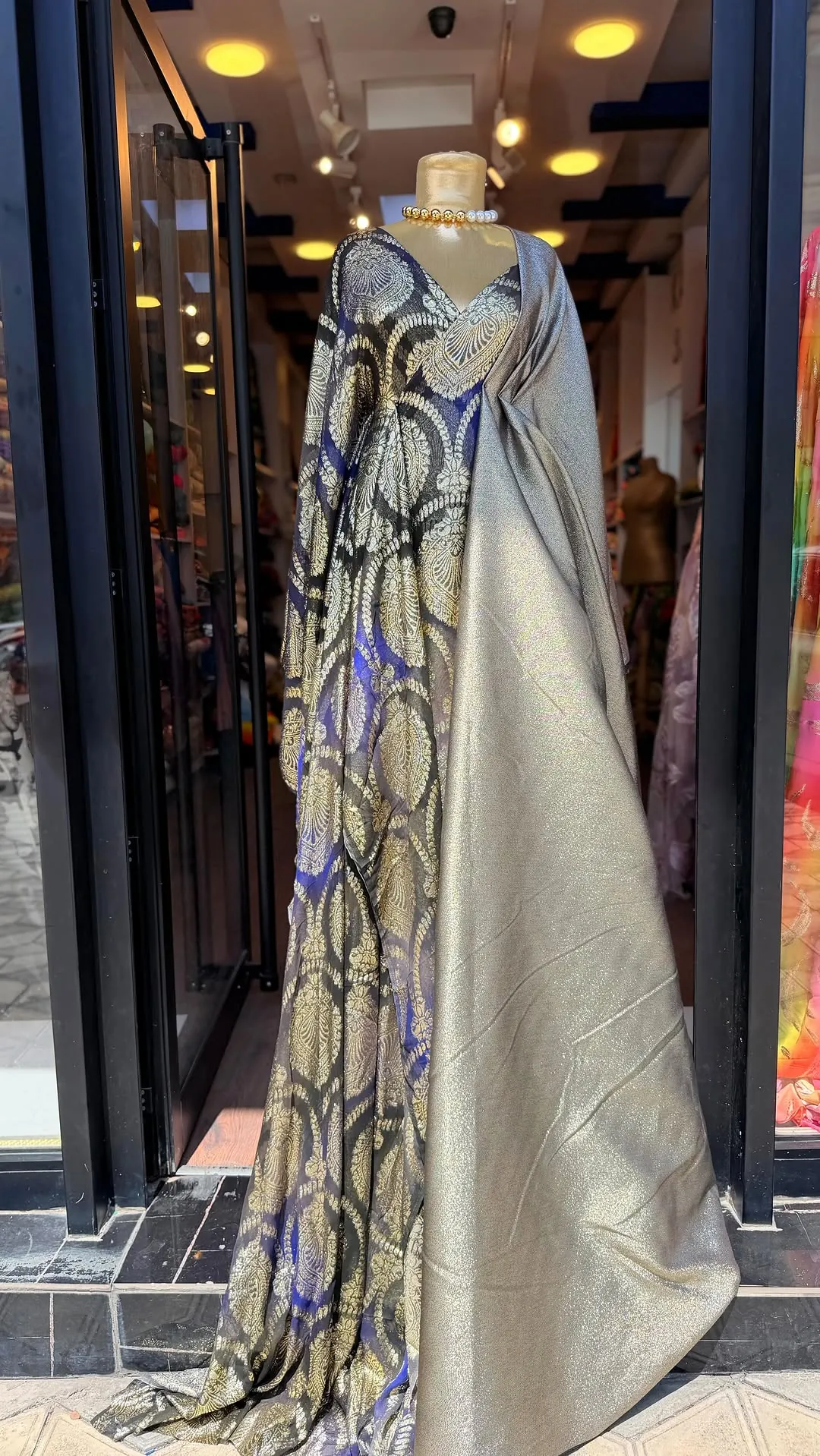 Patterned and Shimmering Long Gown