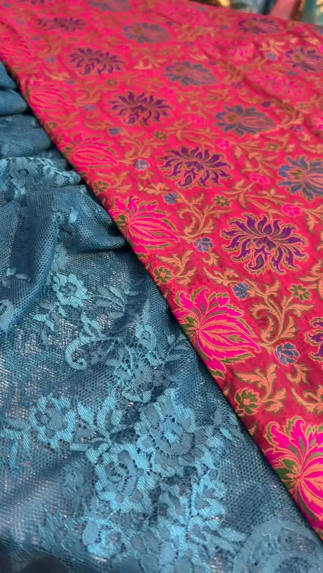 Floral Brocade and Lace Fabric