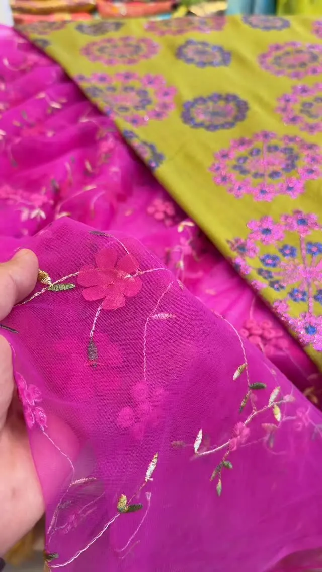 Embroidered Floral Fabric