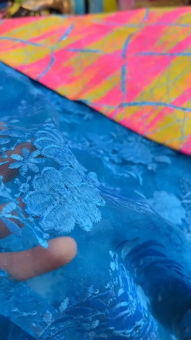 Blue Lace and Patterned Fabric