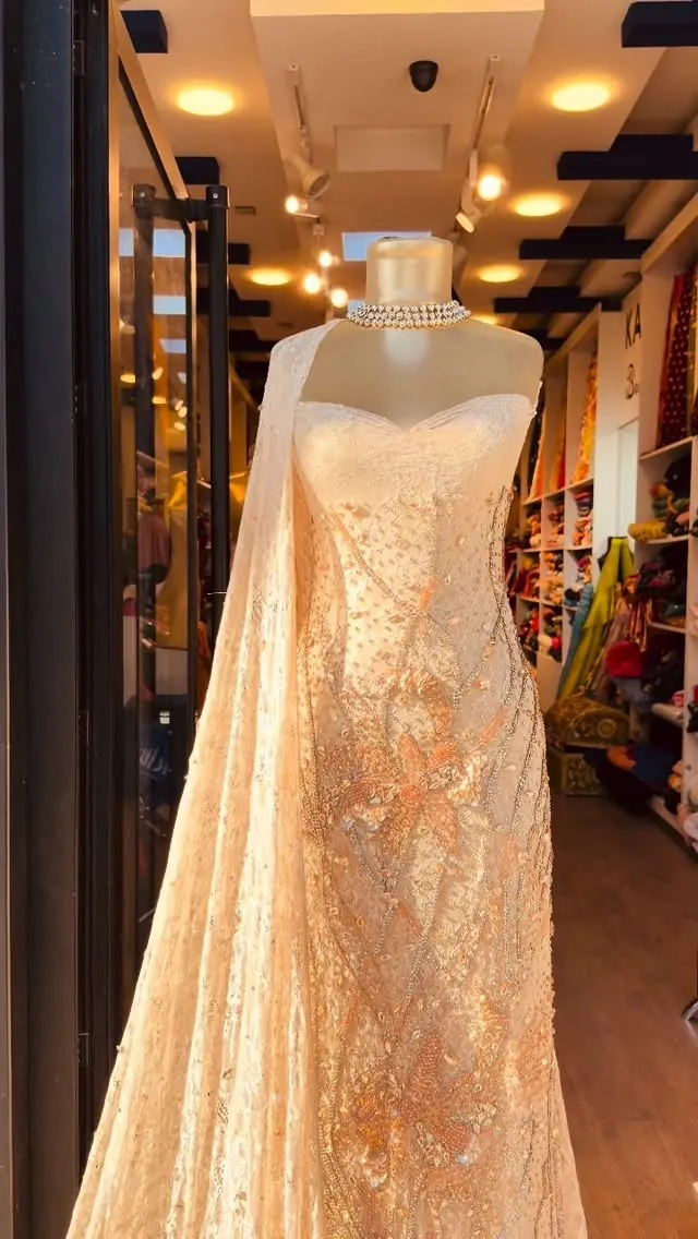 Embellished Wedding Dress with Cape