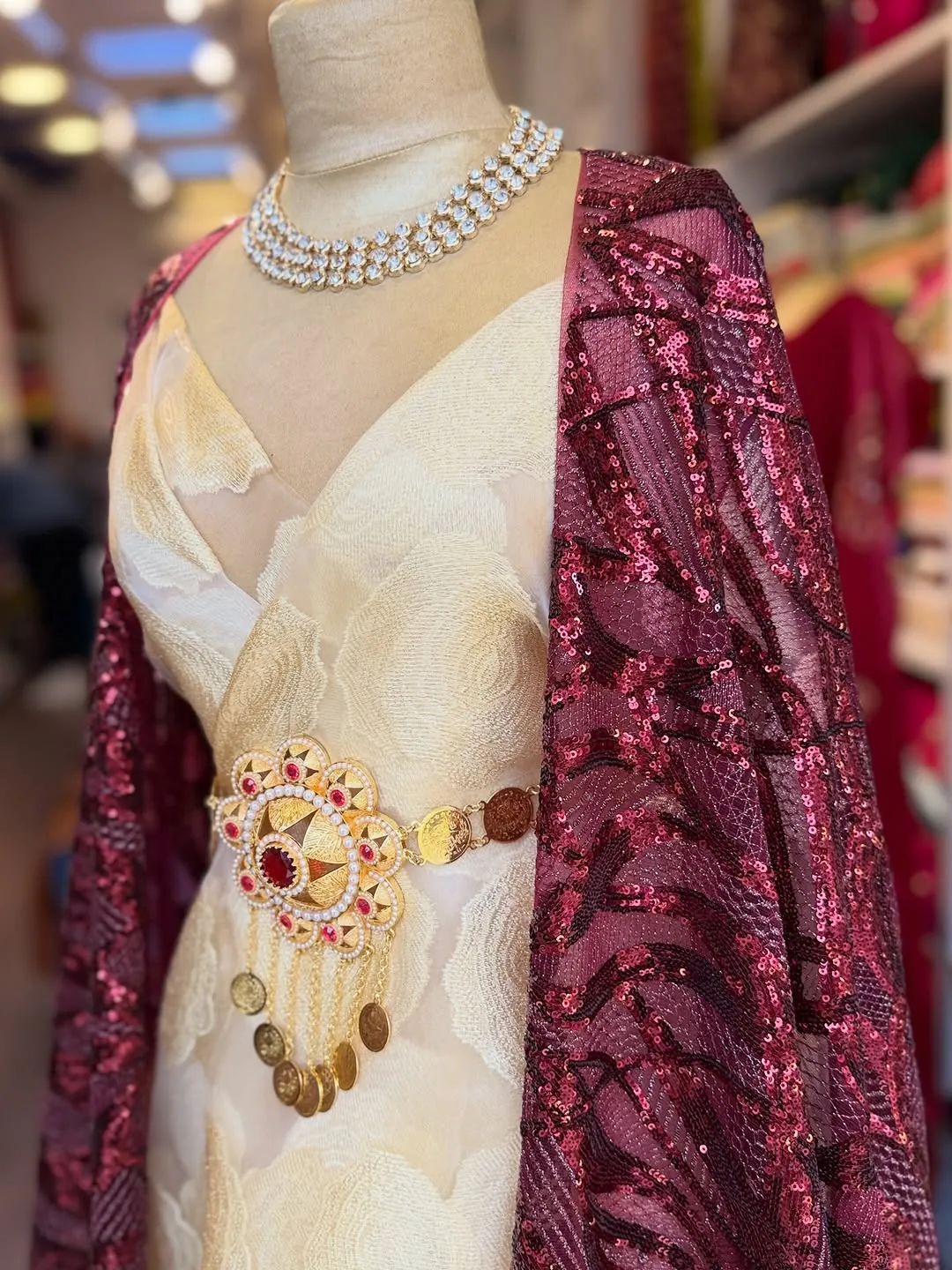Traditional Formal Dress with Jewelry Accessories