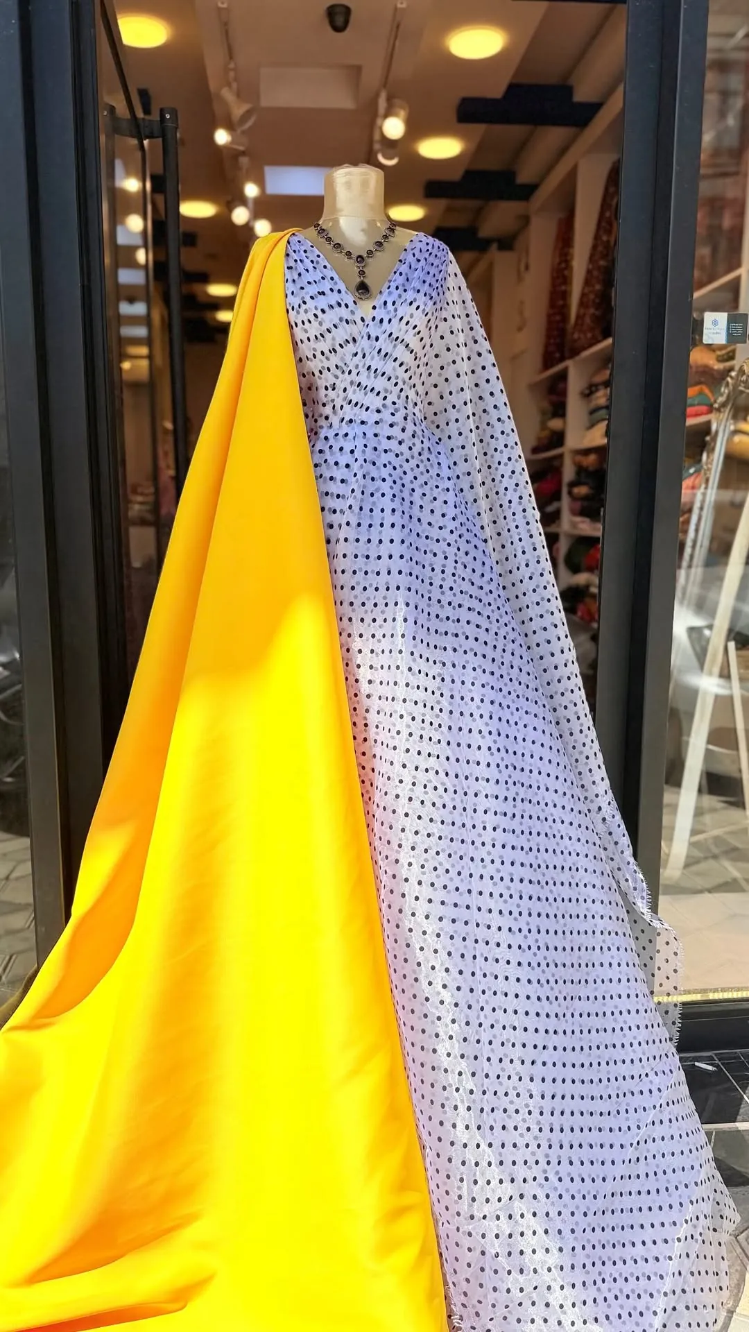 Polka Dot Dress and Yellow Fabric