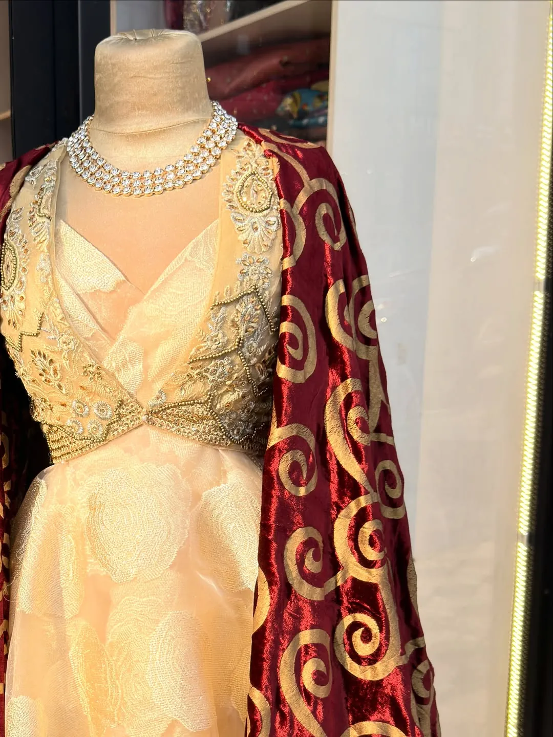 Traditional Embroidered Dress with Cape