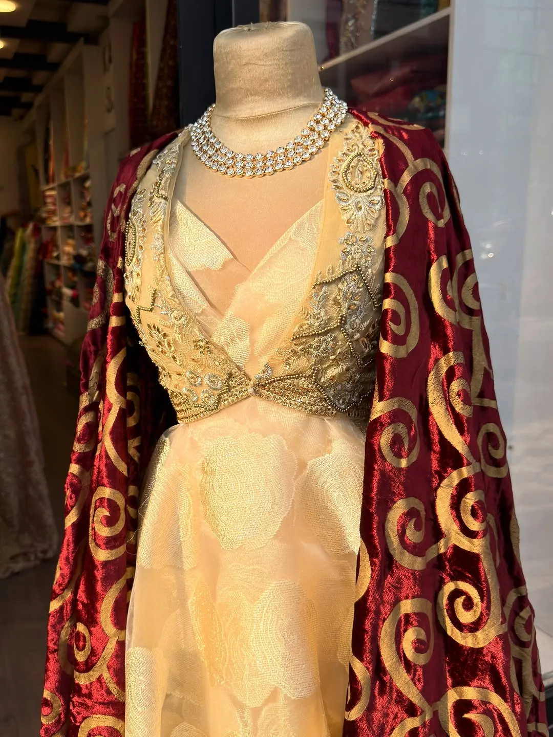 Traditional Embroidered Dress with Cape