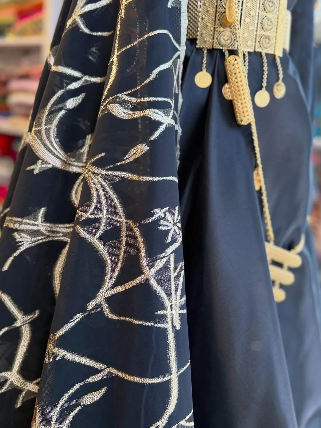 Traditional Kurdish Dress with Gold Accessories