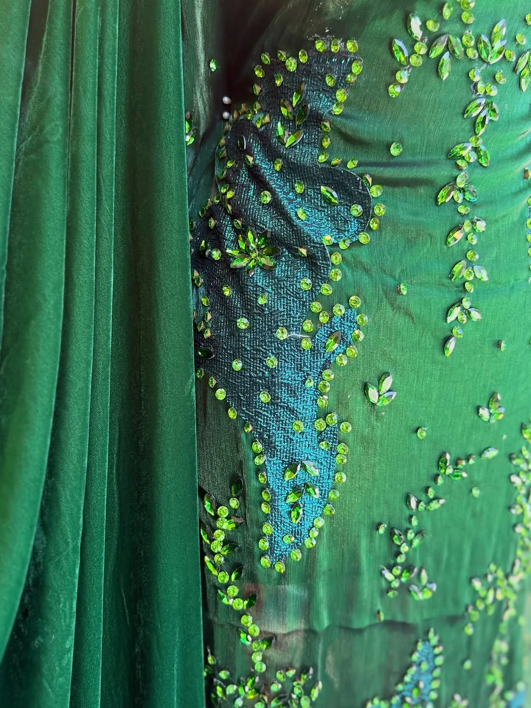 Green Beaded Evening Dress