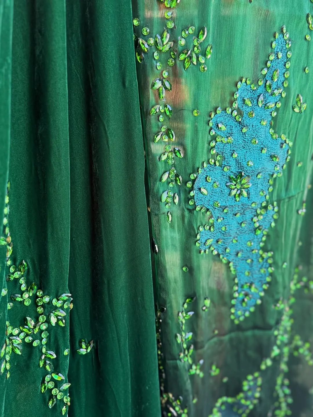 Green Beaded Evening Dress