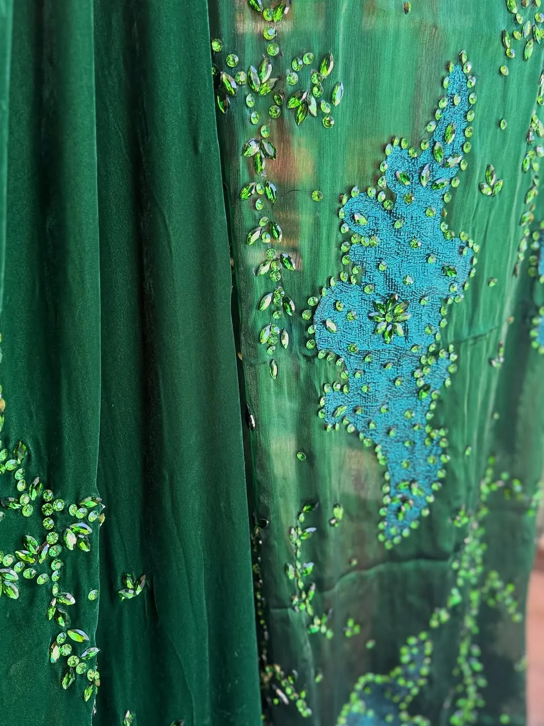Green Beaded Evening Dress