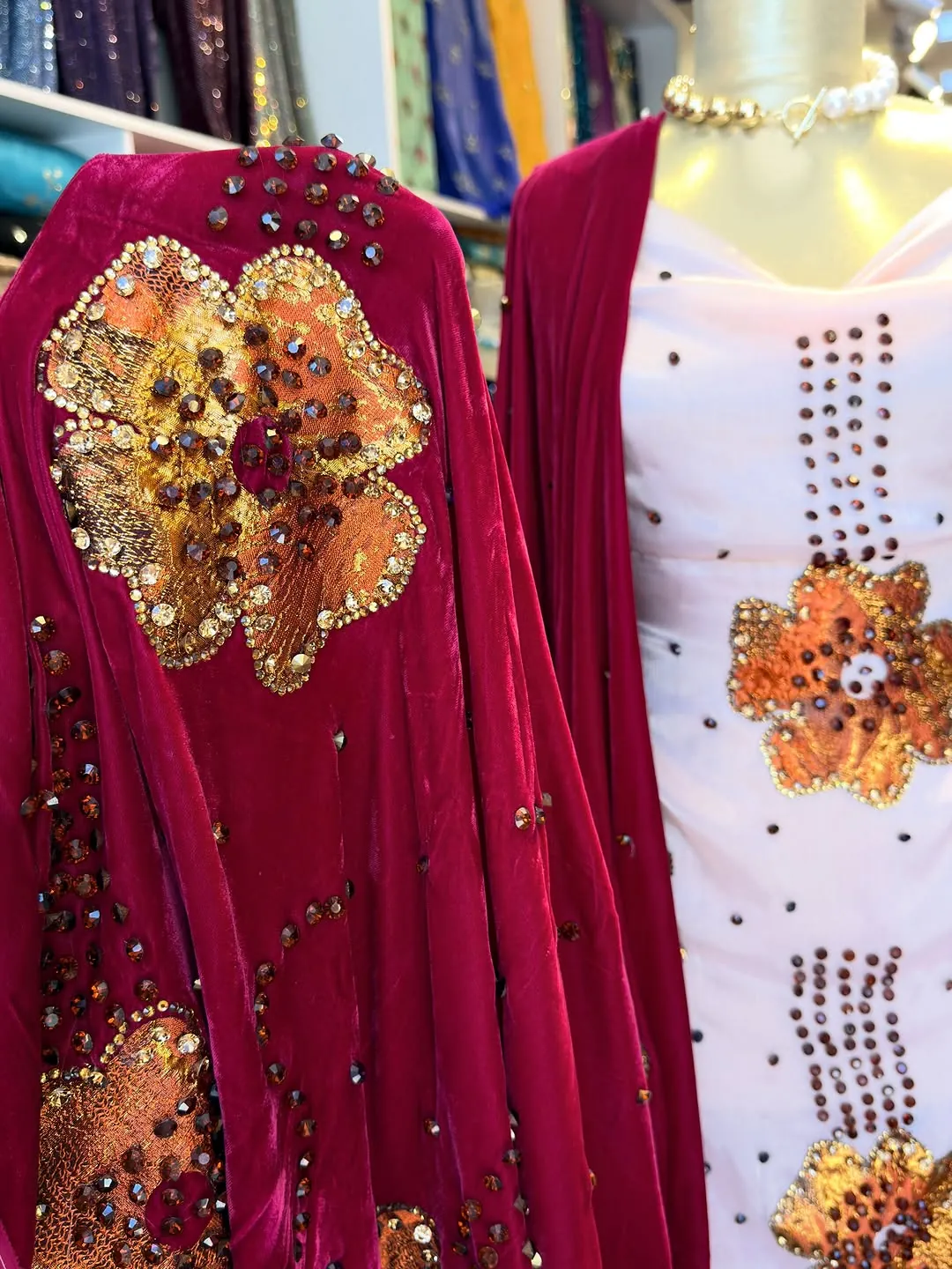 Embroidered Women's Dress with Shawl
