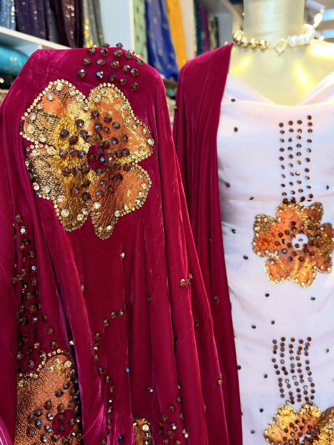 Embroidered Women's Dress with Shawl