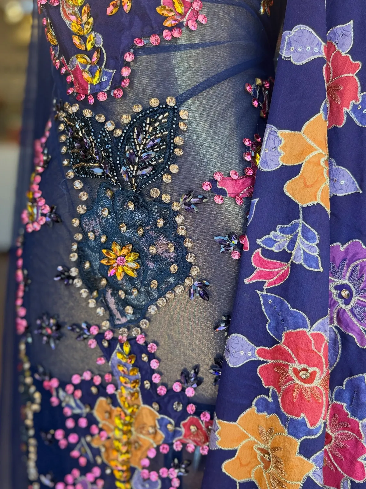 Embroidered Blue Formal Gown