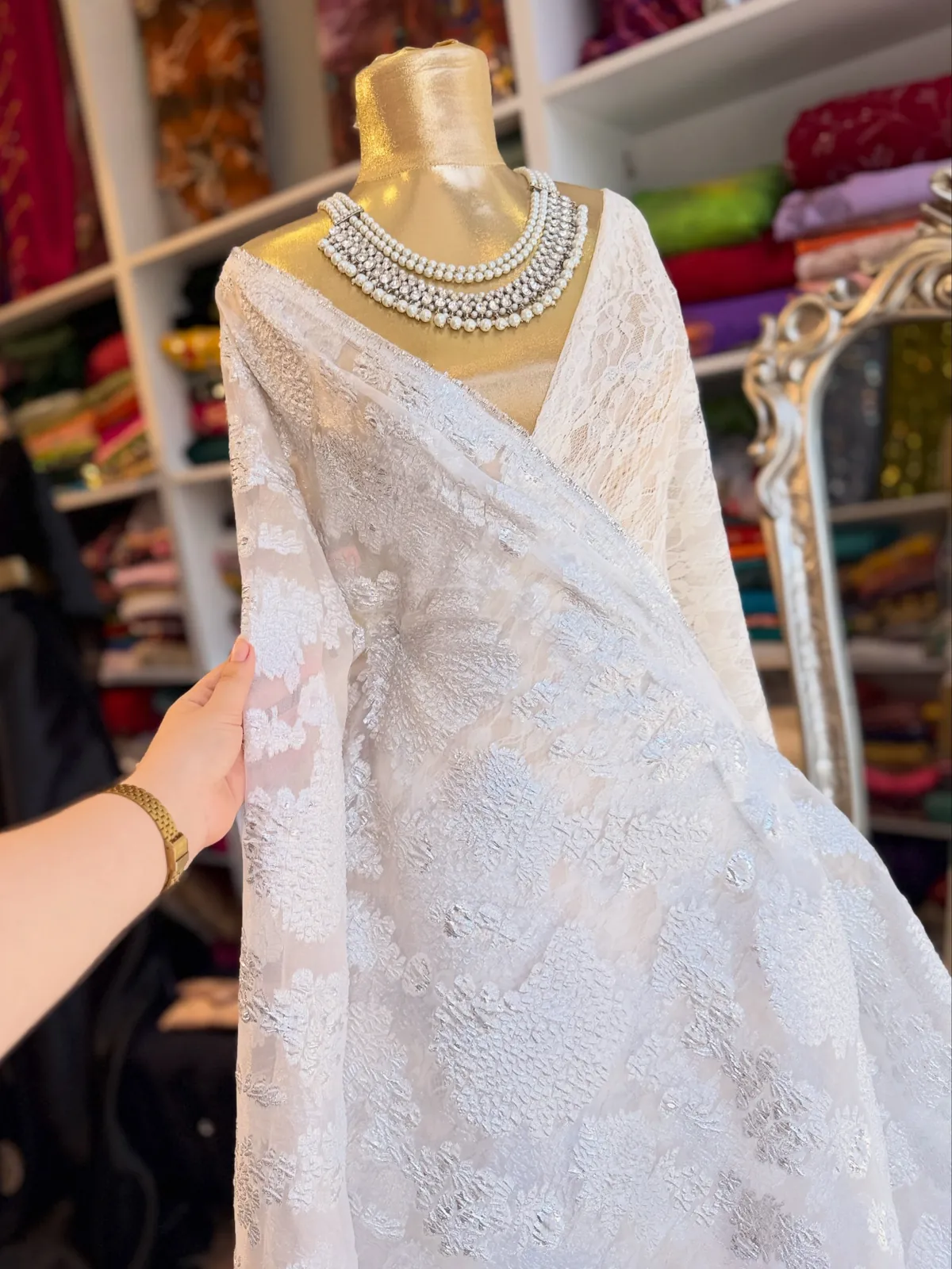 White Lace Evening Dress