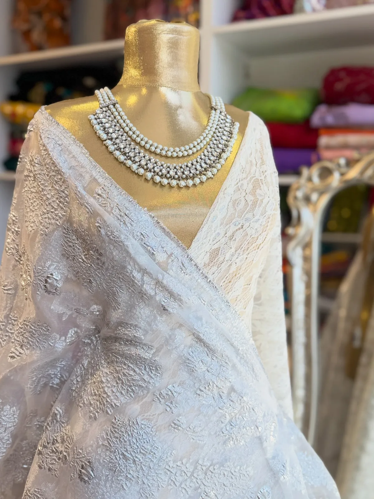 White Lace Evening Dress