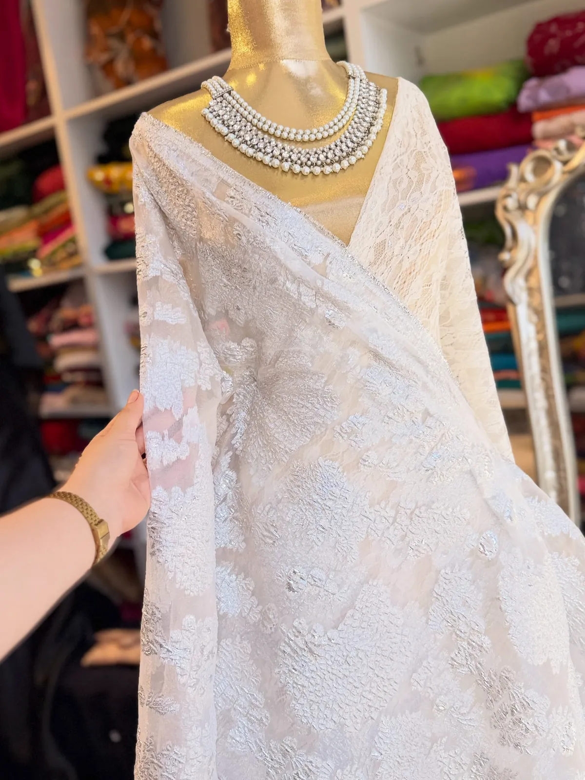 White Lace Evening Dress