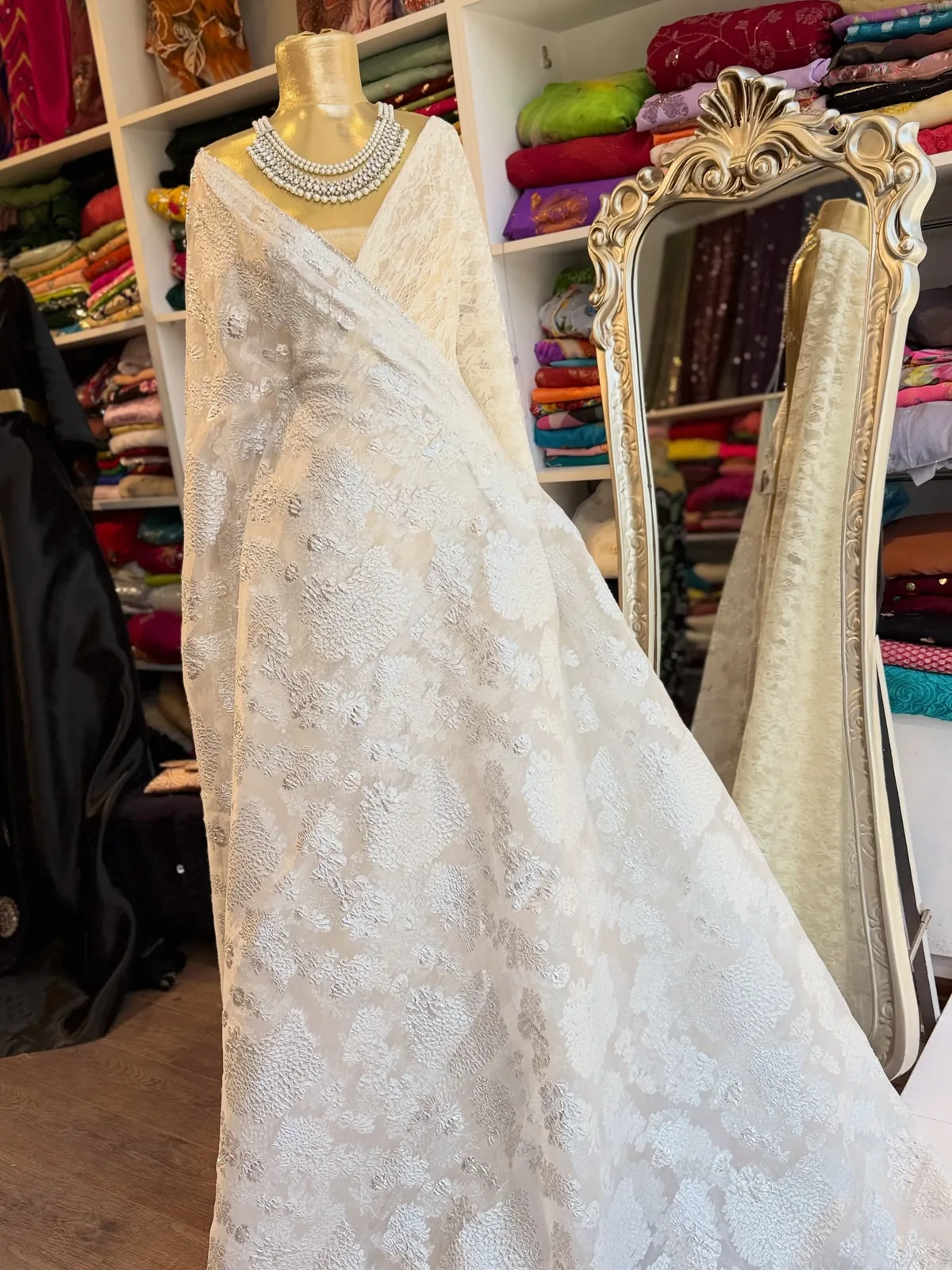 White Lace Evening Dress