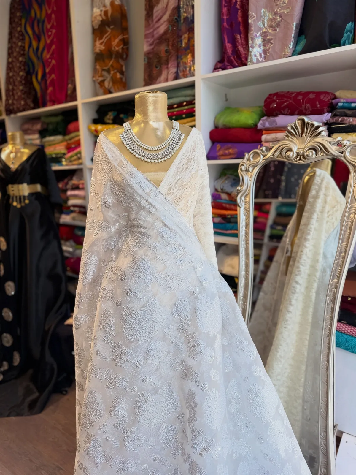 White Lace Evening Dress