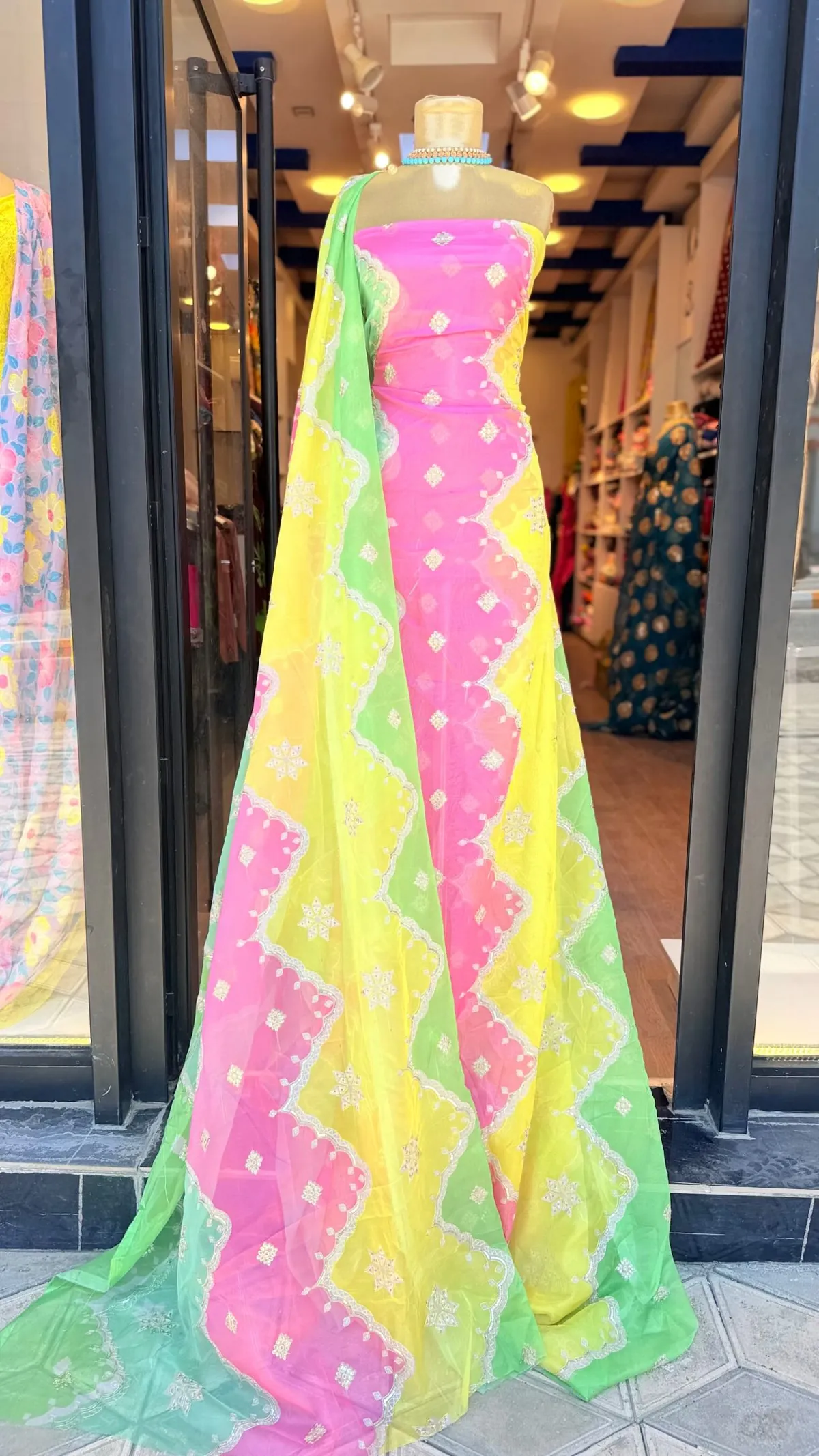 Colorful Patterned Evening Gown