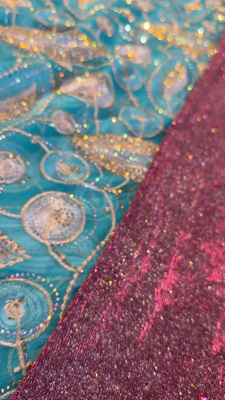 Embroidered Glitter Fabric