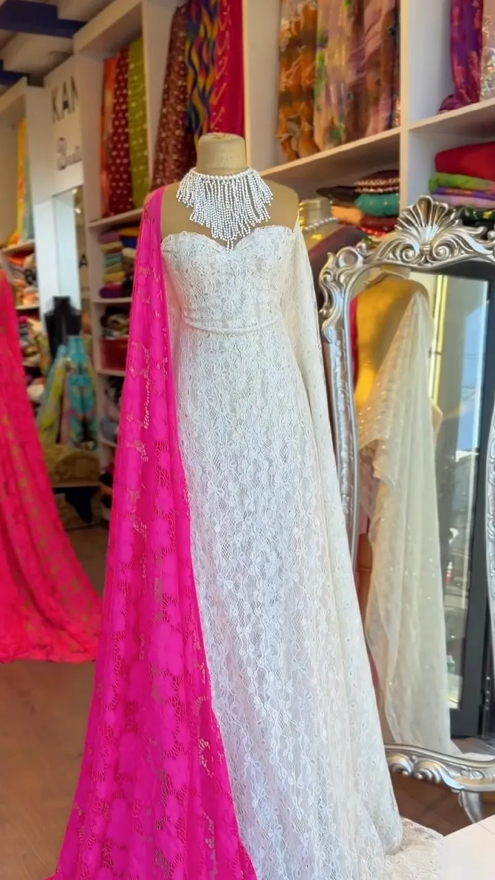 White Lace Evening Gown