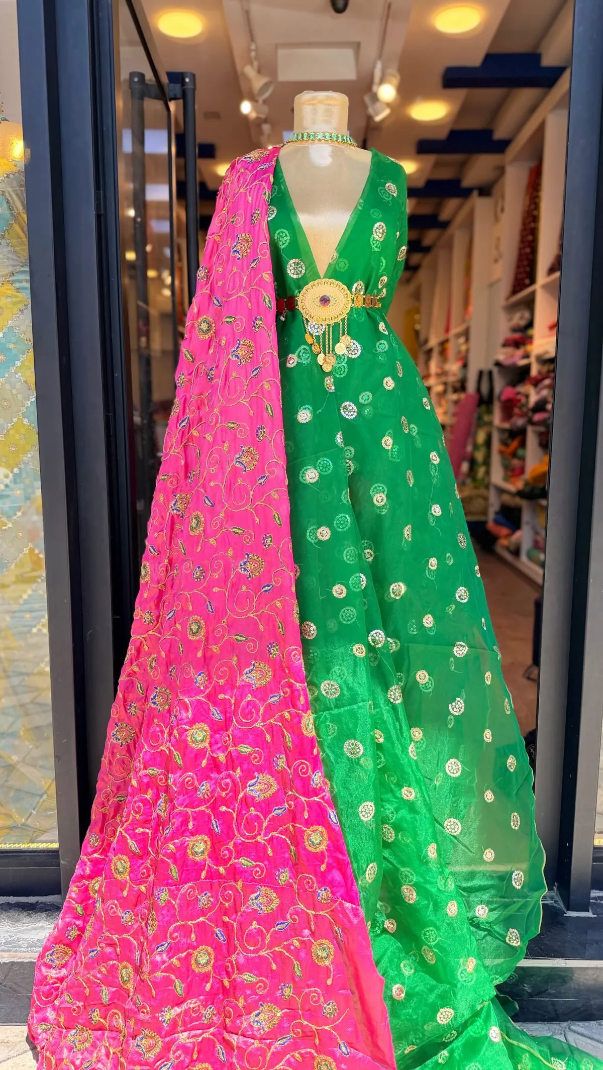 Traditional Kurdish Dress with Pink Shawl