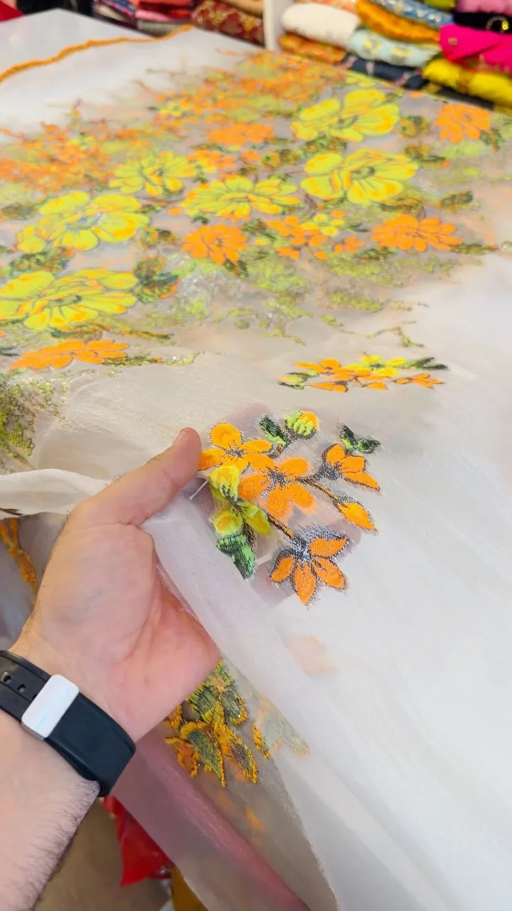 Floral Embroidered Fabric