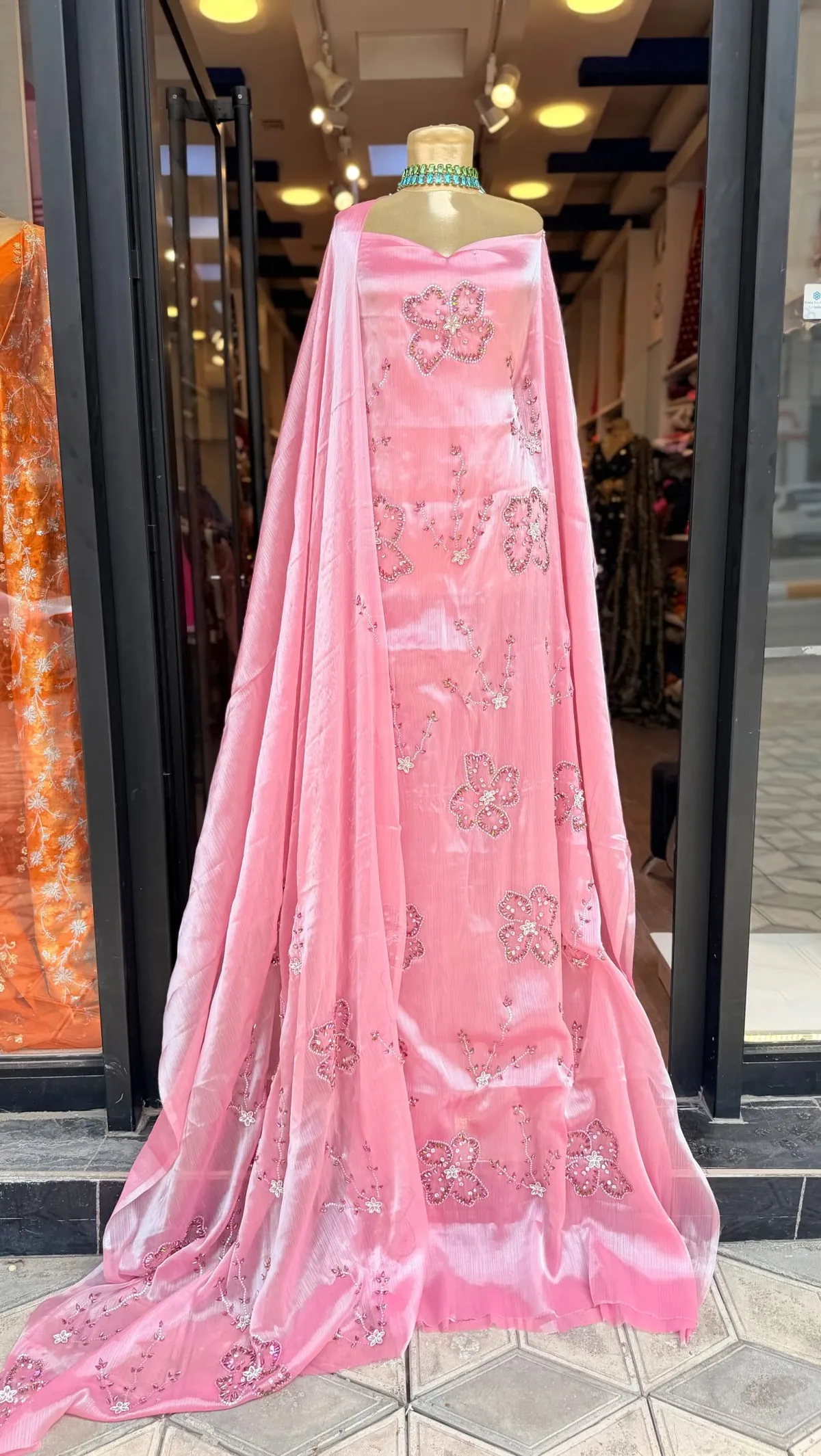 Pink Embroidered Dress Set