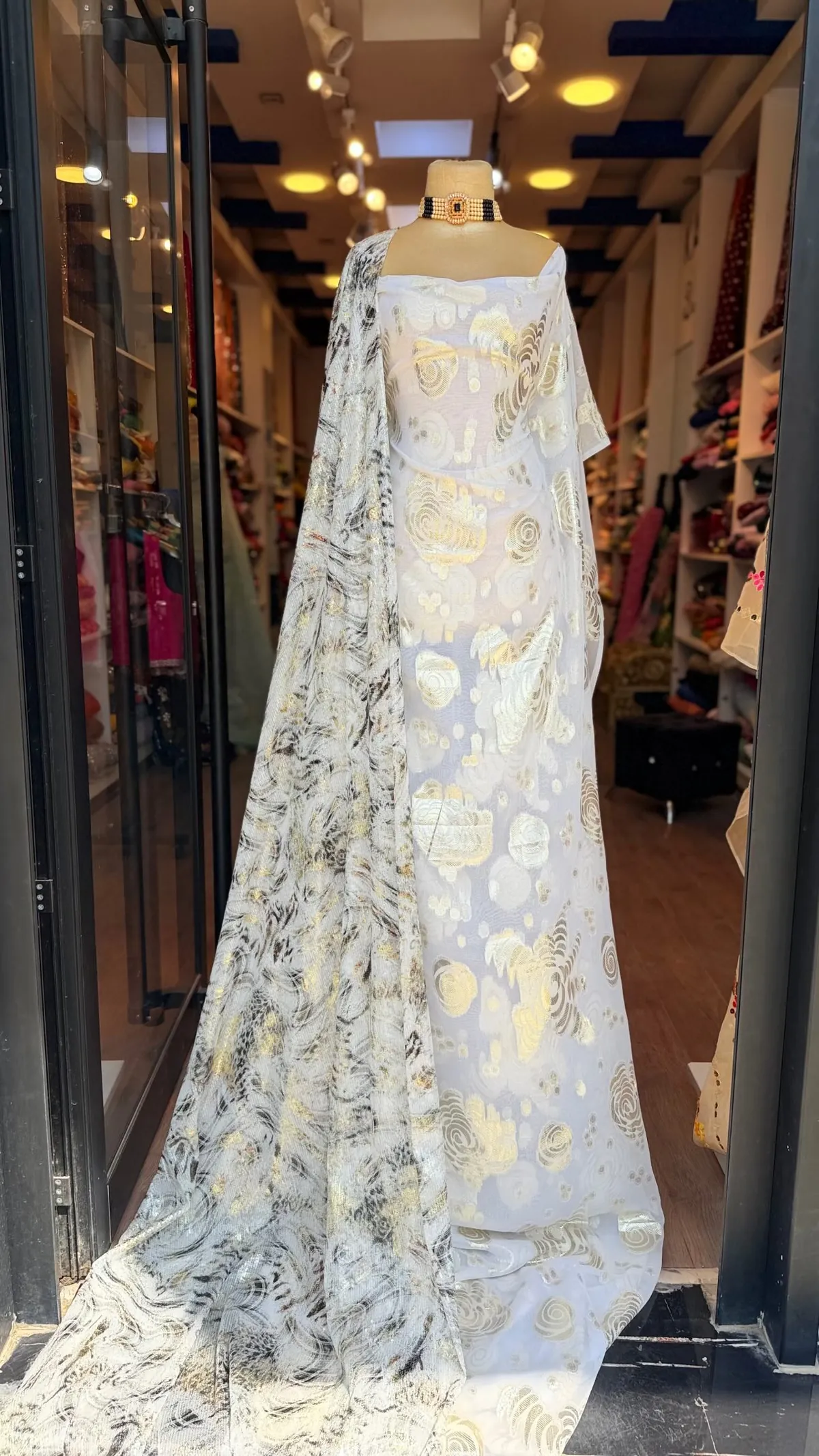 Women's White Patterned Dress