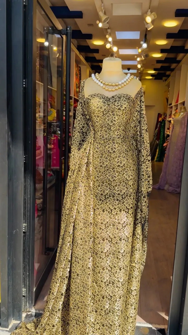 Gold Lace Evening Gown