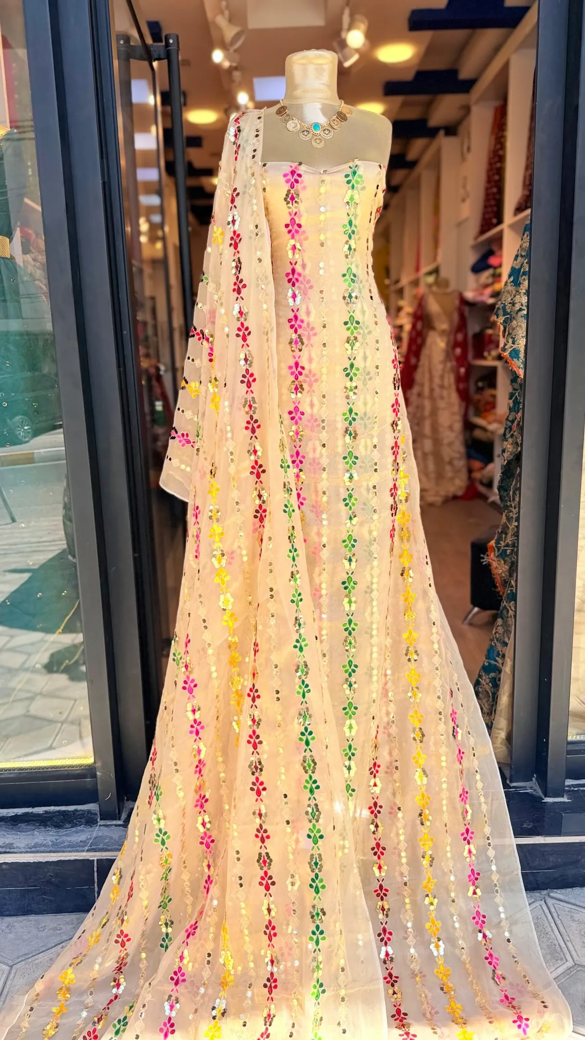 Embroidered Evening Gown