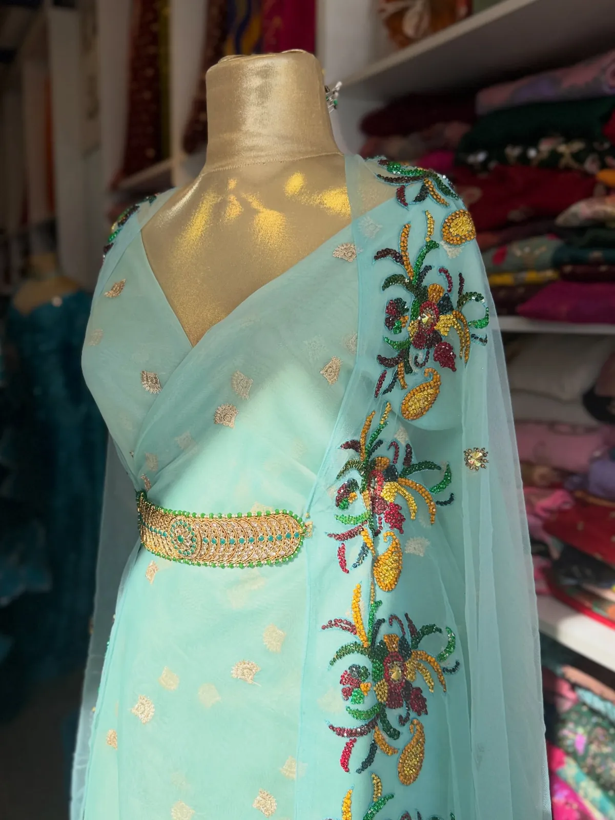 Light Blue Embroidered Dress