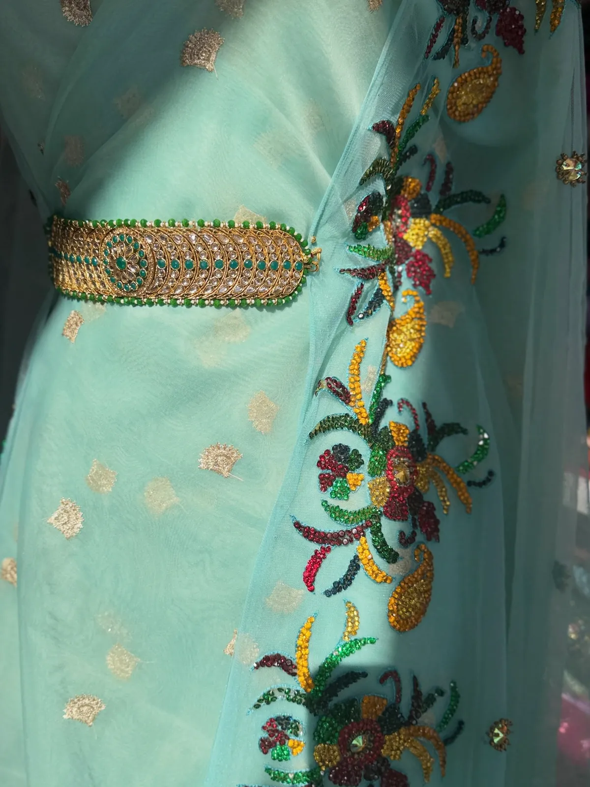 Light Blue Embroidered Dress