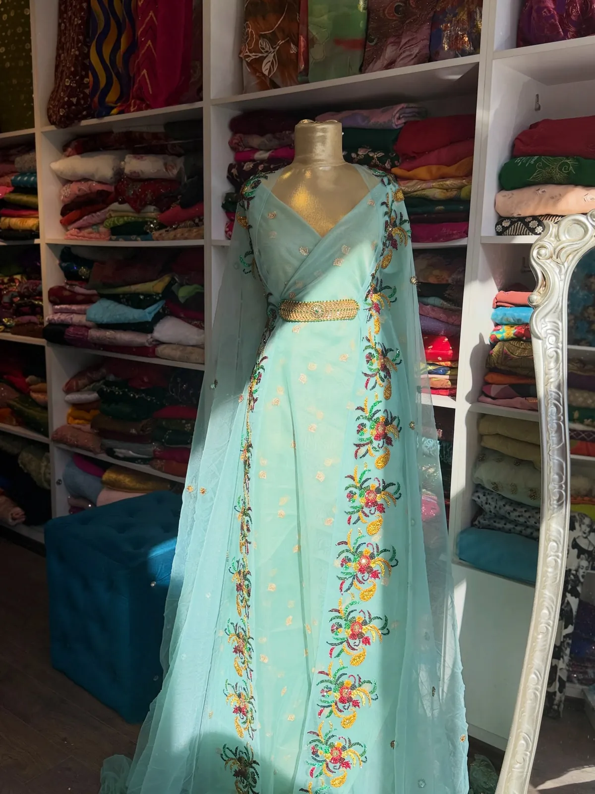 Light Blue Embroidered Dress