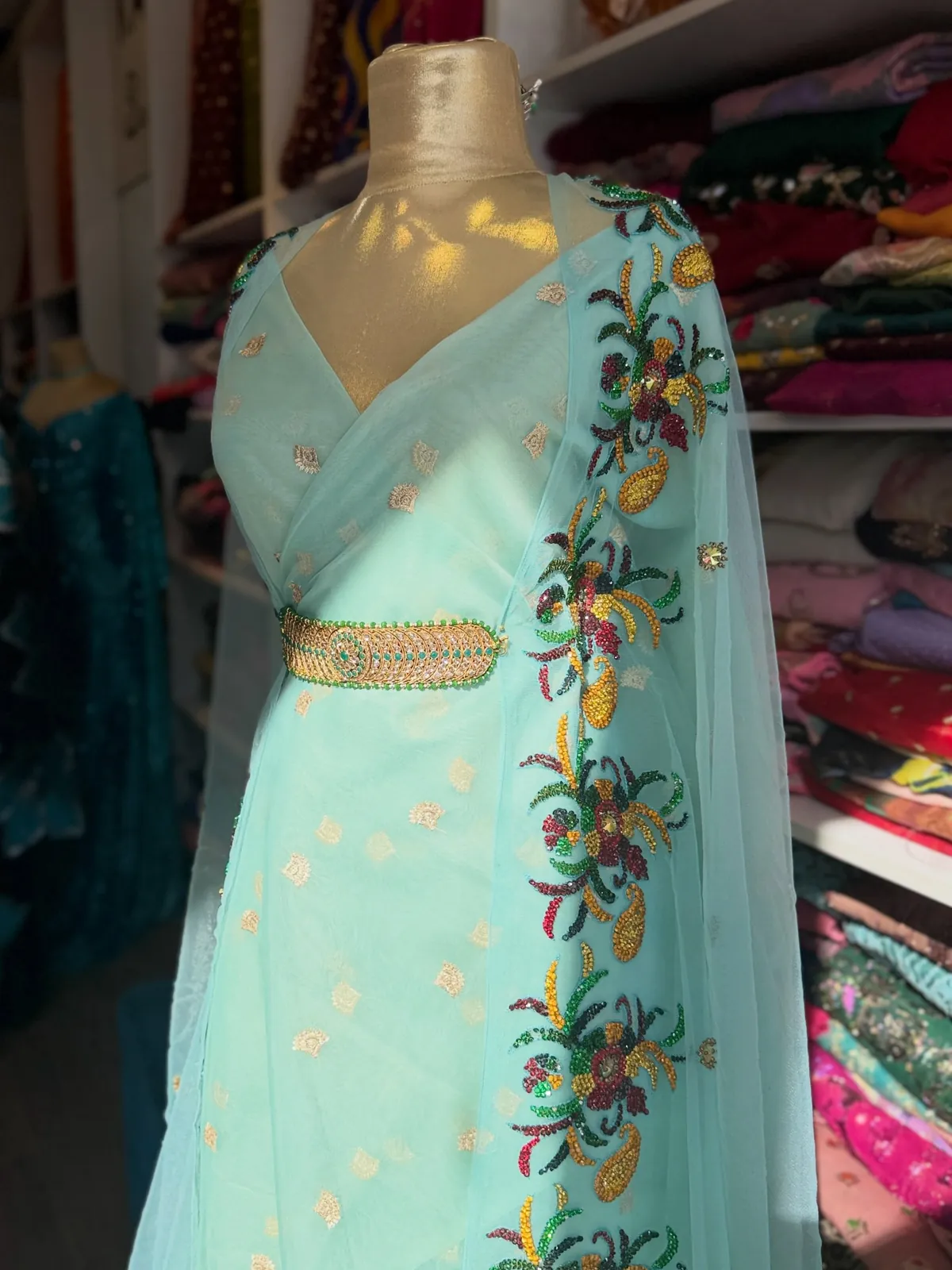 Light Blue Embroidered Dress