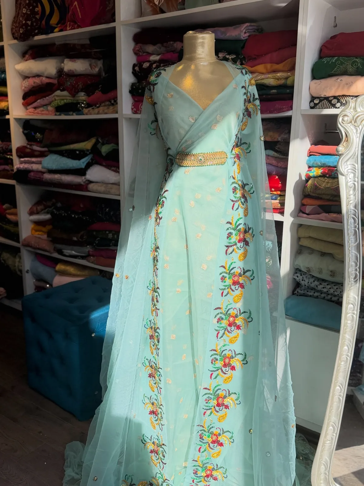 Light Blue Embroidered Dress