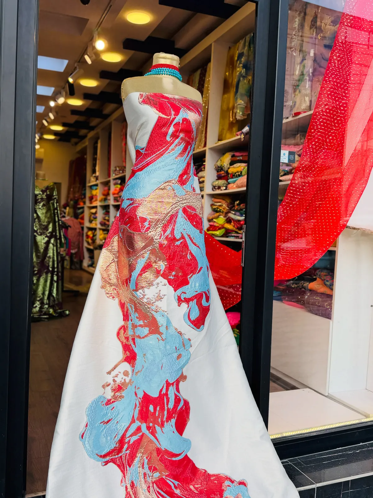 Abstract Patterned Evening Dress