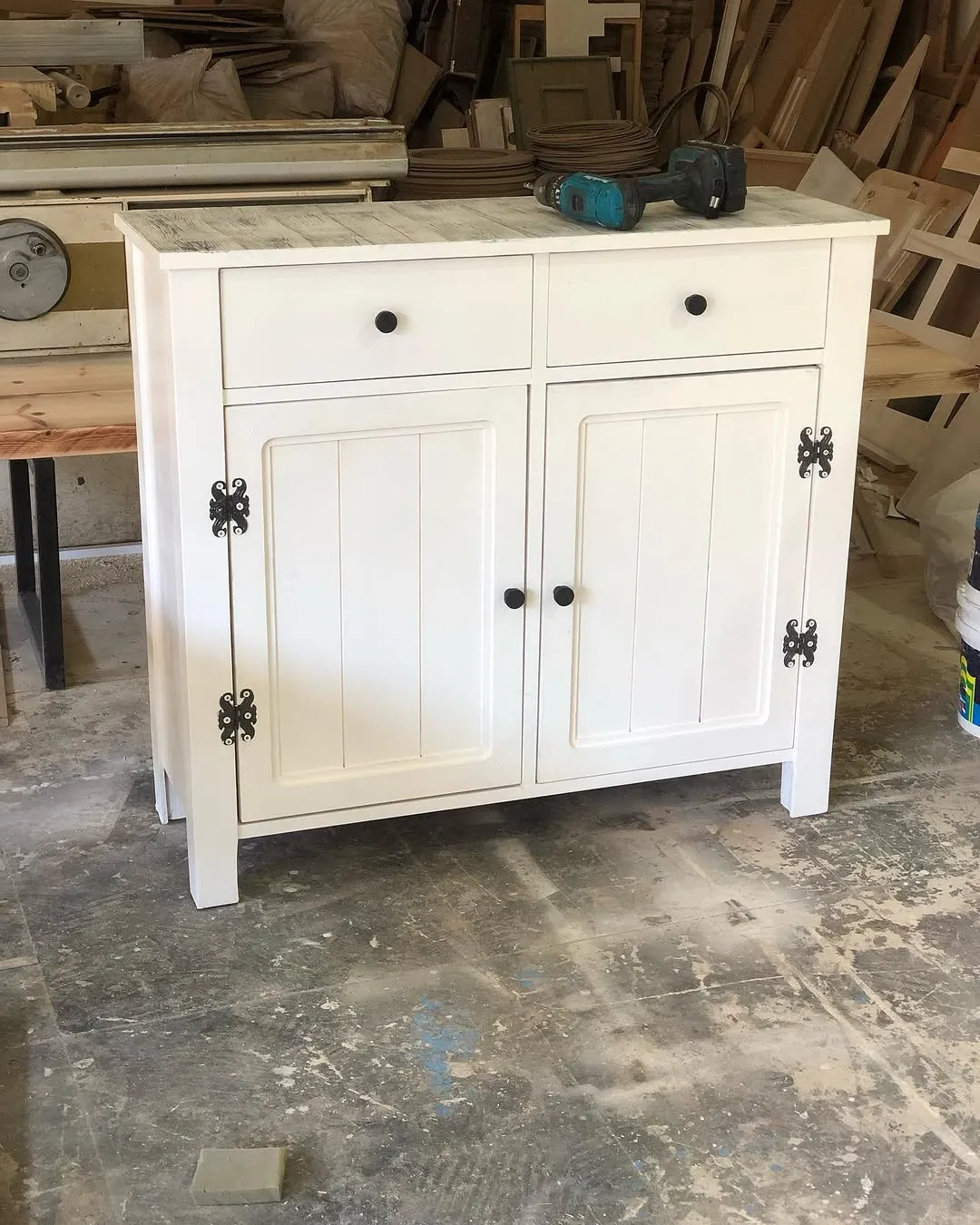 White Wooden Cabinet with Shelves