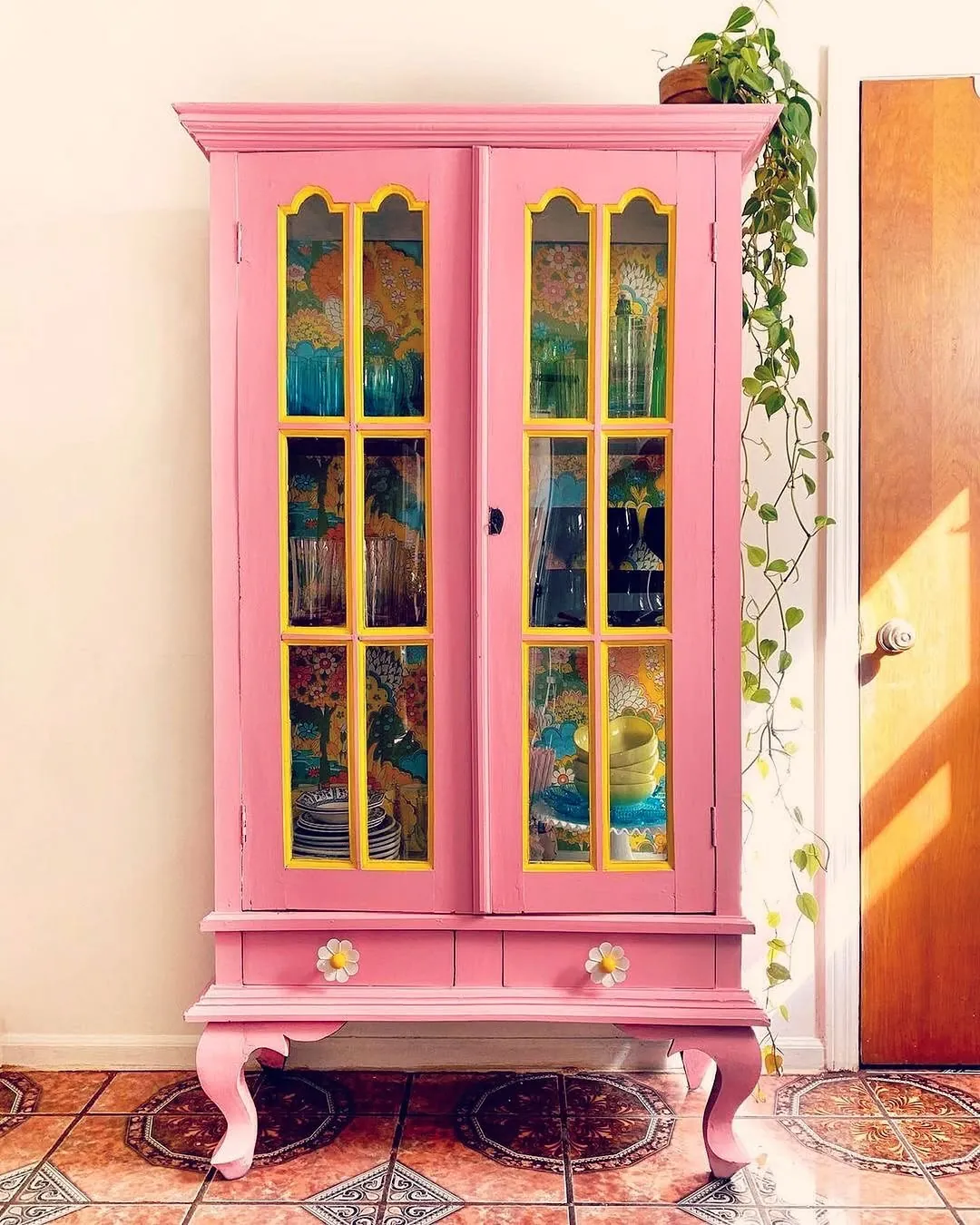 Vintage Pink Display Cabinet